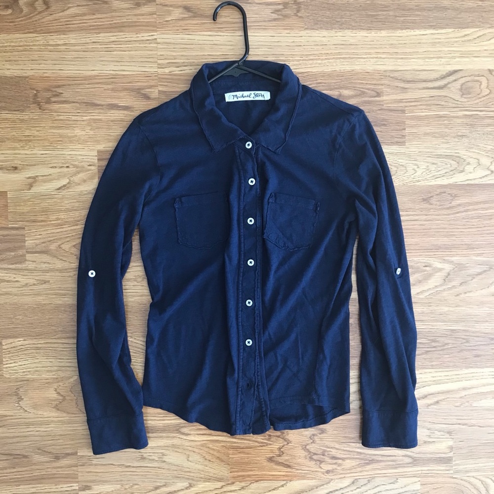 Women’s Michael Stars Jersey Soft Button Down Top